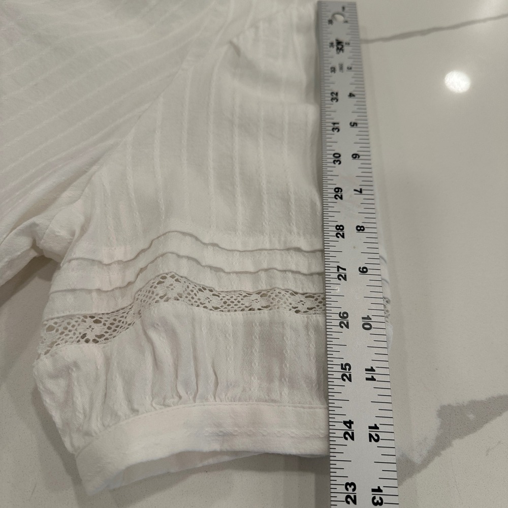 New Cottagecore Lace Top S/M White Dobby Stripe Lace Boho Feminine Beachy Fairy - Picture 10 of 12